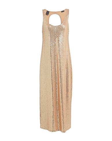 PINKO Midi dress Gold 91% Polyamide, 5% Elastane, 4% Metallic fiber