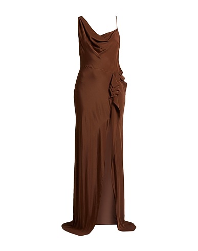 DRIES VAN NOTEN Long dress Brown 75% Acetate, 25% Silk