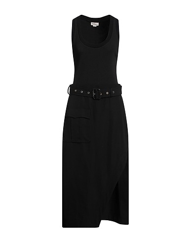 MCQUEEN Midi dress Black 92% Cotton, 8% Elastane, Wool