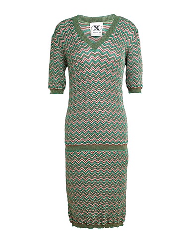 M MISSONI Kurzes Kleid Grün 44% Viskose, 30% Baumwolle, 15% Wolle, 8% Metallfaser, 3% Polyamid