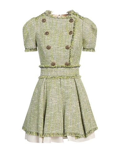 ELISABETTA FRANCHI Short dress Light green 71% Cotton, 17% Acrylic, 8% Polyester, 4% Elastane