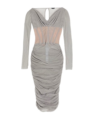 ELISABETTA FRANCHI Midi-Kleid Grau 90% Baumwolle, 10% Elastan