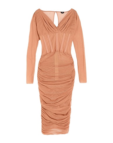 ELISABETTA FRANCHI Midi dress Sand 90% Cotton, 10% Elastane