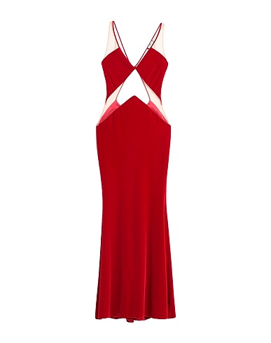 ELISABETTA FRANCHI Long dress RED CARPET Red 90% Polyester, 10% Elastane, Polyamide