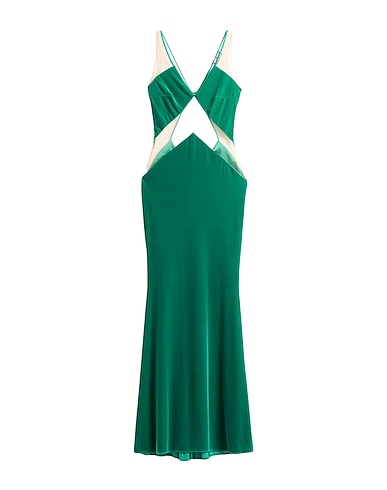 ELISABETTA FRANCHI Long dress RED CARPET Emerald green 90% Polyester, 10% Elastane, Polyamide
