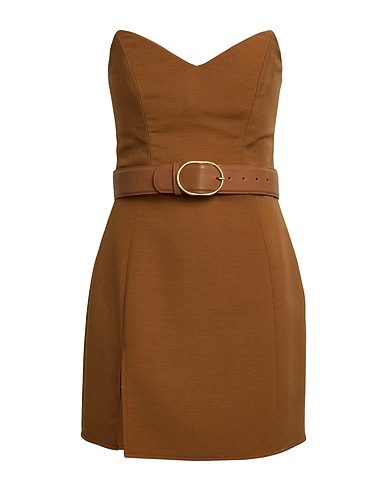 ELISABETTA FRANCHI Sheath dress Camel 69% Wool, 22% Viscose, 9% Silk