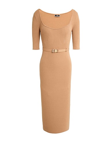 ELISABETTA FRANCHI Εφαρμοστό φόρεμα Καμηλό 70% Βισκόζη, 30% Πολυεστέρας