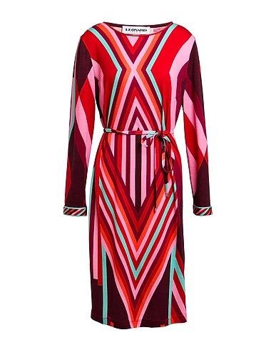 LEONARD Paris Midi dress Burgundy 80% Wool, 20% Nylon
