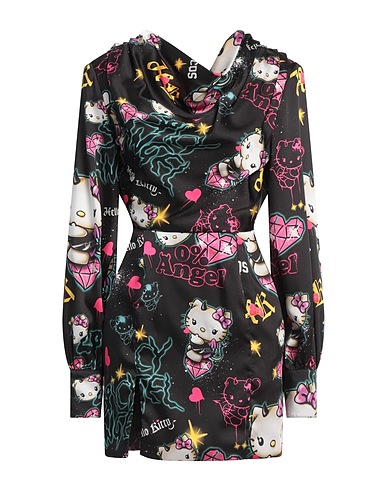 GCDS Short dress X HELLO KITTY Black 100% Polyester, Acrylic, Viscose