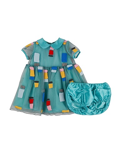 MIMISOL Vestido para bebé  Turquoise Polyamide, Polyester, Silk