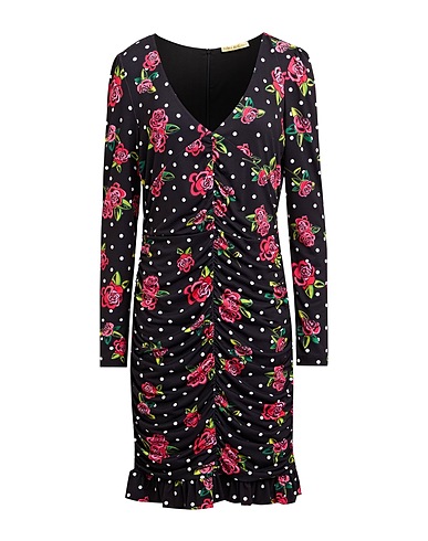 DENNY ROSE Robe courte JEANS Noir 96% Polyester, 4% Élasthanne