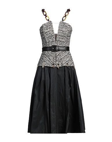 ELISABETTA FRANCHI Midi dress Black 76% Cotton, 17% Polyamide, 4% Viscose, 2% Synthetic fibers, 1% Other Fibres