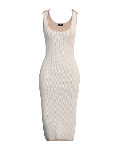 ELISABETTA FRANCHI Midi dress Beige 70% Viscose, 30% Polyester