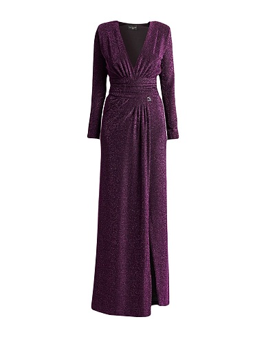 GAëLLE Paris Long dress NOIR Purple 57% Polyamide, 33% Polyester, 10% Elastane