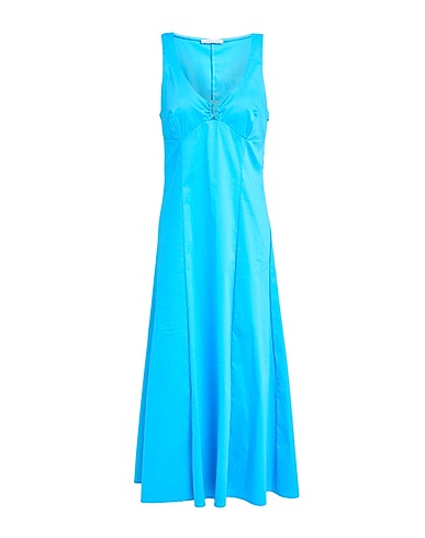 PATRIZIA PEPE Midi dress Azure 79% Cotton, 18% Polyamide, 3% Elastane
