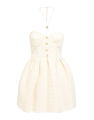 ELISABETTA FRANCHI Short dress Cream 40% Cotton, 30% Acrylic, 27% Synthetic fibers, 2% Polyamide, 1% Metallic fiber
