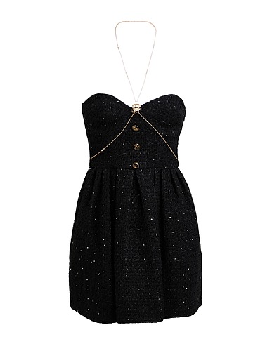 ELISABETTA FRANCHI Short dress Black 40% Cotton, 30% Acrylic, 27% Synthetic fibers, 2% Polyamide, 1% Metallic fiber