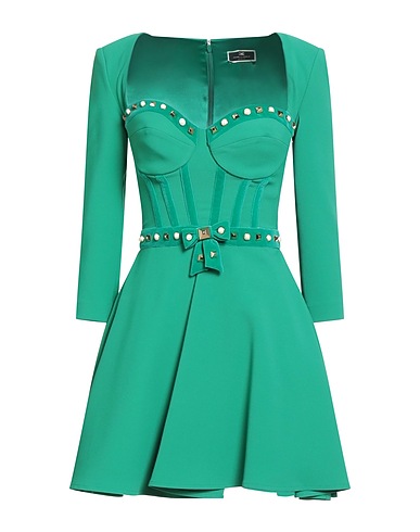 ELISABETTA FRANCHI Elegant dress Green 96% Polyester, 4% Elastane