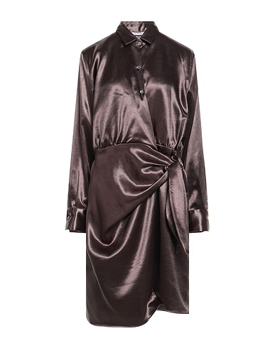 CALIBAN Short dress Dark brown 100% Polyester