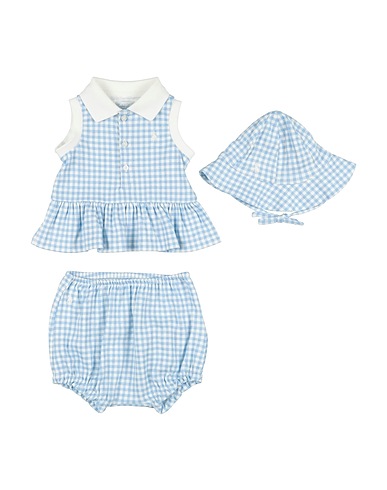 POLO RALPH LAUREN Baby co-ord  GINGHAM COTTON INTERLOCK 3-PIECE SET Light blue 100% Cotton