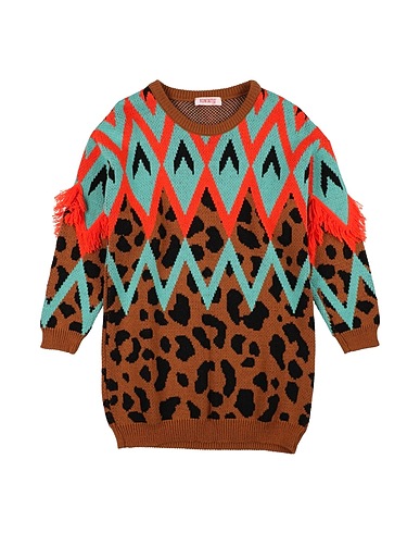 KONTATTO Dress GIRL Camel 70% Wool, 30% Acrylic