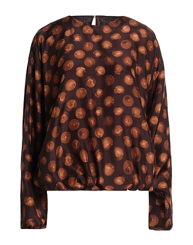 DRIES VAN NOTEN Silk top Dark brown 100% Silk
