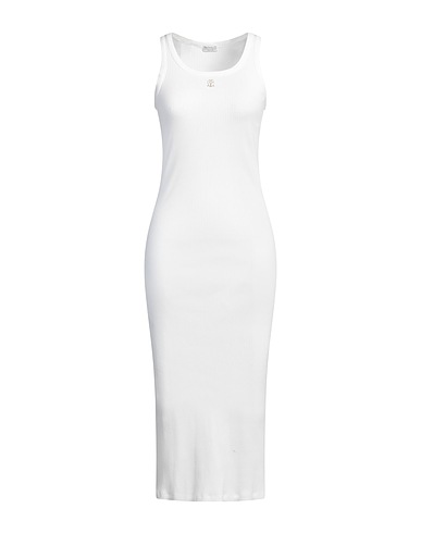 BRUNELLO CUCINELLI Midi dress White 98% Cotton, 2% Elastane