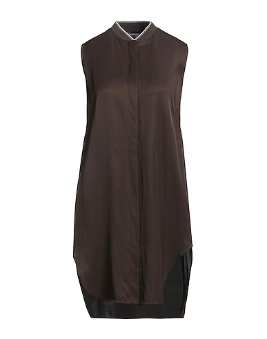 LORENA ANTONIAZZI Midi dress Dark brown 70% Acetate, 30% Silk, Cotton, Polyamide, Viscose