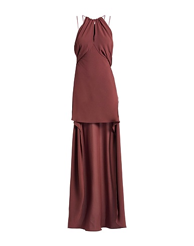 PHILOSOPHY di LORENZO SERAFINI Long dress Chocolate brown 73% Triacetate, 27% Polyester