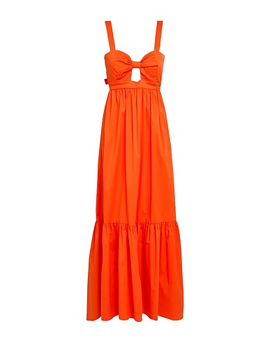 JIJIL Long dress Orange 66% Cotton, 31% Polyamide, 3% Elastane