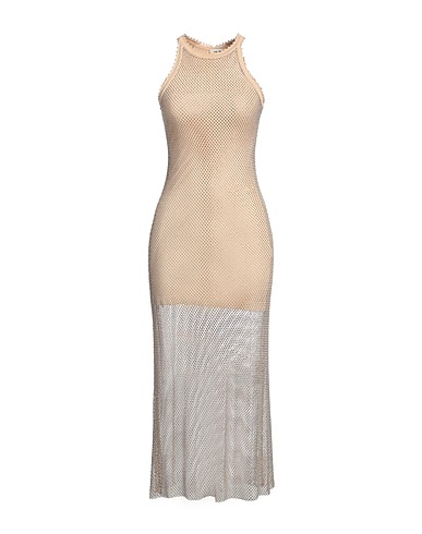 SANDRO Midi dress Beige 97% Polyester, 3% Elastane, Viscose, Polyamide, Glass