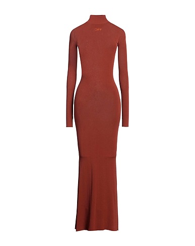 OFF-WHITE™ Long dress Brown 83% Viscose, 17% Polyester