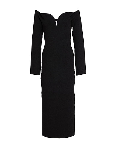 GALVAN  London Midi dress Black 82% Viscose, 11% Polyester, 6% Polyamide, 1% Elastane