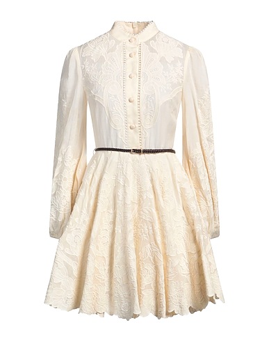 ZIMMERMANN Vestito corto Panna 100% Lino, Ramiè, Poliestere