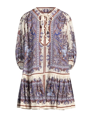 ZIMMERMANN Kurzes Kleid Elfenbein 100% Leinen, Baumwolle