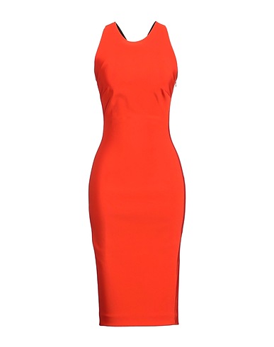 MUGLER Midi dress Orange 86% Viscose, 10% Polyamide, 4% Elastane