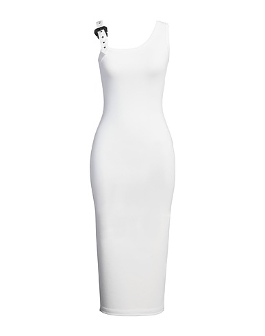 VERSACE JEANS COUTURE Midi dress White 71% Viscose, 24% Polyamide, 5% Elastane