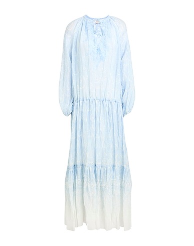 ERMANNO FIRENZE Long dress Sky blue 100% Ramie, Polyester, Polyamide