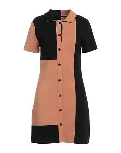VICOLO Vestito corto Cammello 50% Viscosa, 28% Poliestere, 22% Nylon