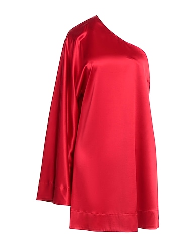 DANAMÉ One-shoulder dress Red 93% Silk, 7% Elastane