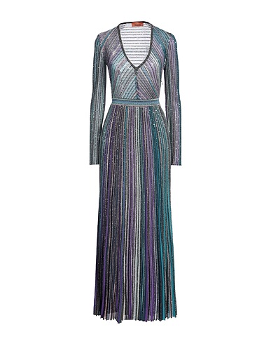 MISSONI Langes Kleid Aquamarin 41% Viskose, 21% Metallfaser, 19% Polyamid, 19% Polyester