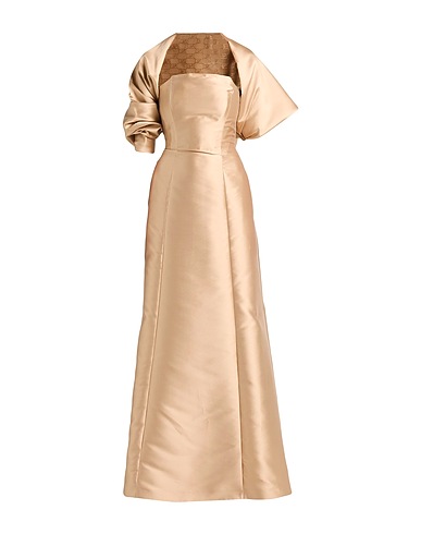 ALBERTA FERRETTI ロングワンピース・ドレス BEIGE ポリエステル 85% / シルク 15% / ナイロン / ポリウレタン