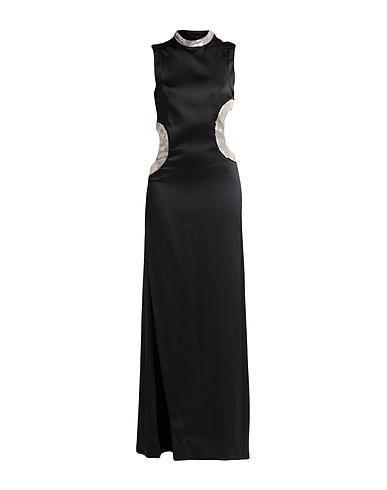 GENNY Langes Kleid Schwarz 100% Polyester, Polyamid