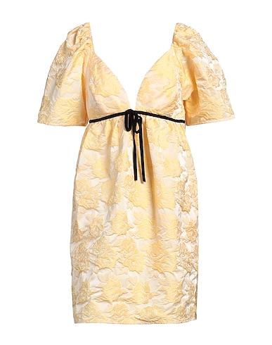GANNI Kurzes Kleid Gelb 50% Recyceltes Polyester, 45% Polyester, 5% Polyamid
