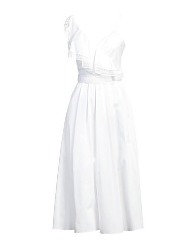 HANITA Midi dress White 66% Cotton, 31% Nylon, 3% Elastane