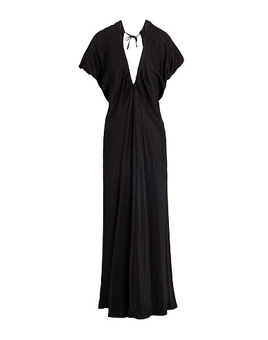 BALTI_ Long dress Black 77% Viscose, 23% Linen