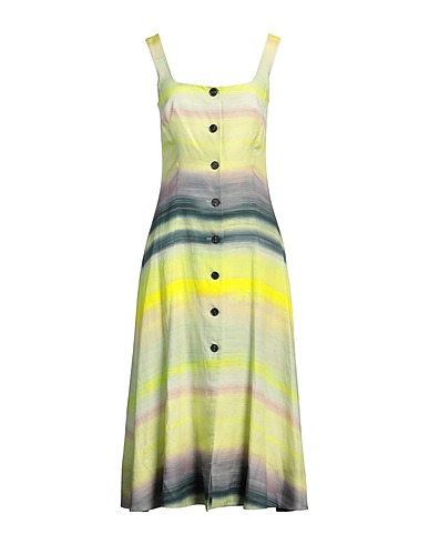 PAUL SMITH Midi dress Lime green 65% Viscose, 35% Linen