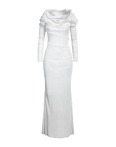 LA SEMAINE Paris Langes Kleid Hellgrau 70% Polyamid, 30% Metallfaser