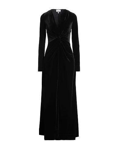 GANNI Vestito lungo Nero 94% Poliestere, 6% Elastan