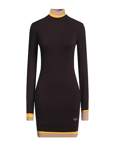 FENDI Sheath dress Chocolate brown 55% Wool, 23% Polyamide, 12% Viscose, 8% Polyurethane, 2% Polyester
